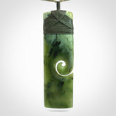 Hand carved, large, New Zealand Jade Toki with Koru pendant