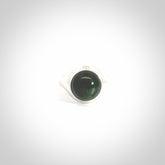 Hand carved jade signet ring with sterling silver.