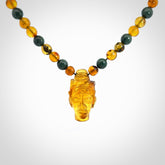 Hand made amber and Guatemalan Jadeite Mexican necklace