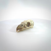 This is a hand carved deer antler bird skull pendant. It is made from deer antler, bone. This is a large sized necklace and is a very unique, one only, pendant that is a collectors piece. Hand carved deer antler bird skull necklace for men and women.
