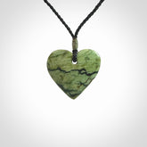 Hand carved New Zealand Jade heart pendant