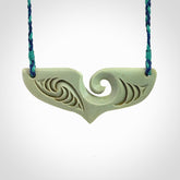Hand carved New Zealand Jade whaletail pendant
