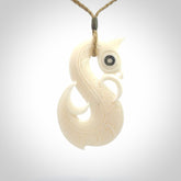 Hand carved bone manaia pendant. Made by NZ Pacific and for sale online. Free worldwide shipping.