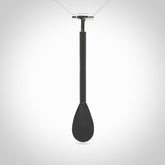 This pendant is a hand carved boat paddle. We have carved this with a Black jade blade or a green jade blade with a hardwood and sterling silver handle. Provided with a sterling silver chain.