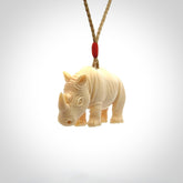 Magnificent Ancient Woolly Mammoth Tusk Rhino Pendant