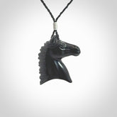 This medium sized horse pendant is made from Australian Black Jade. We've hand carved this piece for all the horse lovers out there. Free postage worldwide. Black Jade Stone horse head jewellery.