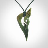 A Very Cool, Unique, Manaia Pendant, Carved in Flower Jade.