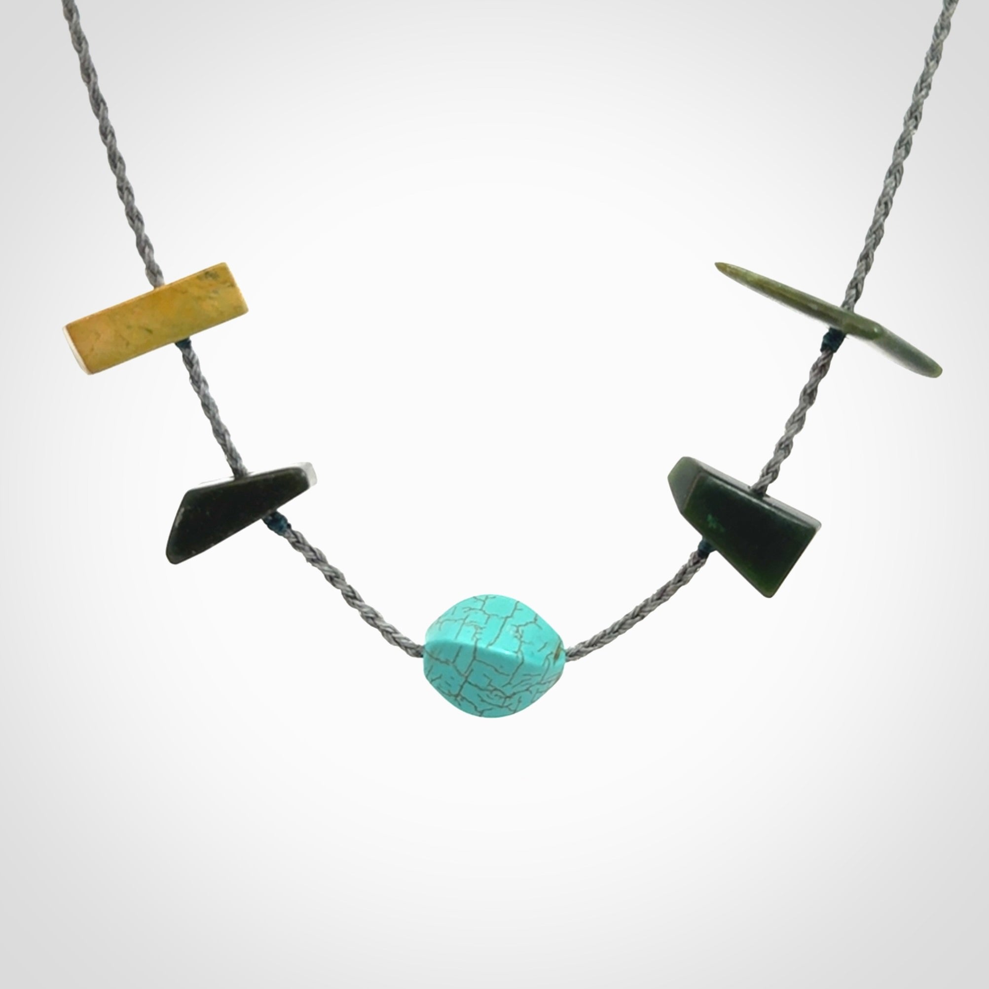Hand Made Necklace with Turquoise and Jade