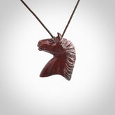This medium sized horse pendant is made from Red Jasper Stone. We've hand carved this piece for all the horse lovers out there. Free postage worldwide. Red Jasper Stone horse head jewellery.
