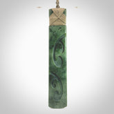 Hand made large New Zealand jade toki with koru pendant. Hand carved in New Zealand by Kerry Thompson. Hand made jewellery. Unique large Jade Toki with adjustable cord. Free shipping worldwide.