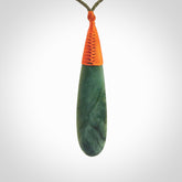 New Zealand flower jade drop pendant. Hand carved in New Zealand by NZ Pacific. Large New Zealand Jade roimata drop necklace. Drop pendant representing healing, comfort and compassion. Unisex pendants for lovers of Jade art to wear.