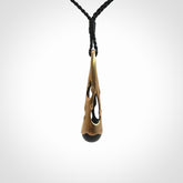 Hand crafted bronze drop pendant with New Zealand Jade insert