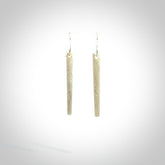 Hand carved medium whalebone drop earrings hand made by Kristal Thompson. One only large whale bone drop earrings. Real whale bone art to wear. Free Shipping worldwide. One pair only, delivered in a kete pouch.
