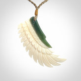 Beautiful Bone and Jade wing pendant