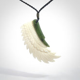 Beautiful Bone and Jade wing pendant