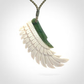 Beautiful Bone and Jade wing pendant