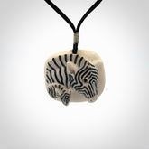 Hand carved Woolly Mammoth Tusk Zebra pendant