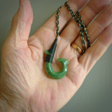 These pendants are hand carved, green jade Hawaiian hooks or Makau pendants. They are beautifully finished in a high polish and bound with an adjustable cord. Hand made jewellery that make the most wonderful gifts. Free shipping worldwide.