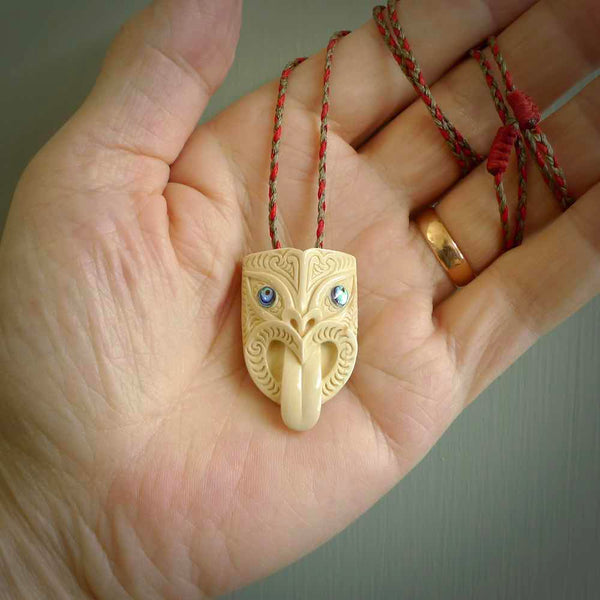 Hand carved Wheku pendant. Carved from woolly mammoth ivory by NZ Pacific. Hand crafted Mammoth tusk jewellery for sale online.