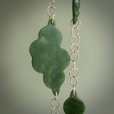 A photo of a sterling silver fashionable chain with New Zealand Jade. This is stylish womens statement piece - hand crafted here in New Zealand.
