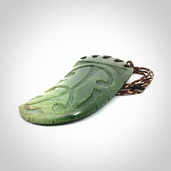 Large Jade Niho with Koru pendant. Hand carved from a lovely piece of local New Zealand Jade.
