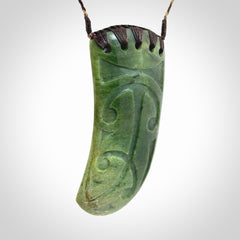 Large Jade Niho with Koru pendant. Hand carved from a lovely piece of local New Zealand Jade.