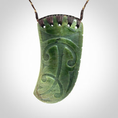 Large Jade Niho with Koru pendant. Hand carved from a lovely piece of local New Zealand Jade.