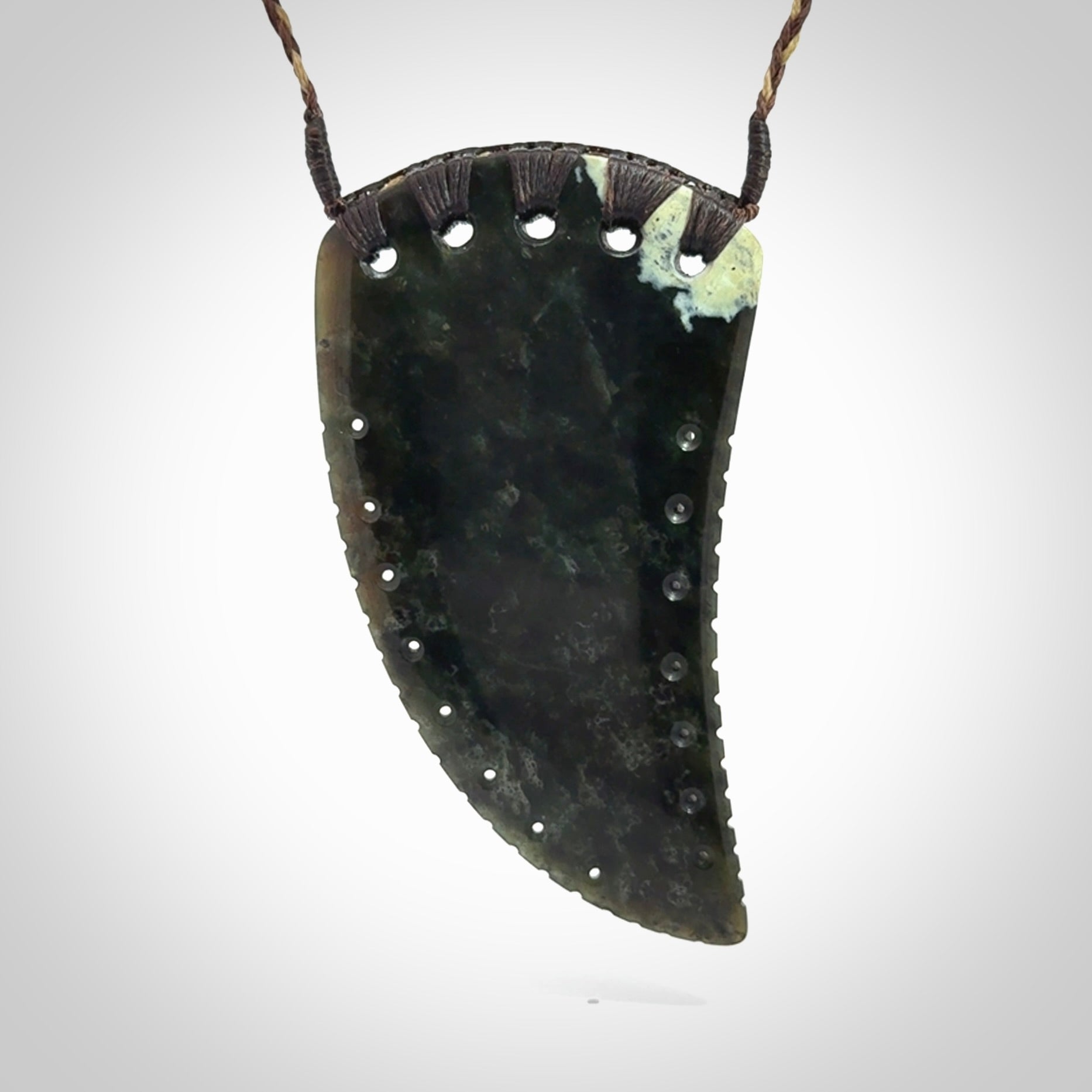 Large Jade Niho with Koru pendant. Hand carved from a lovely piece of local New Zealand Jade.