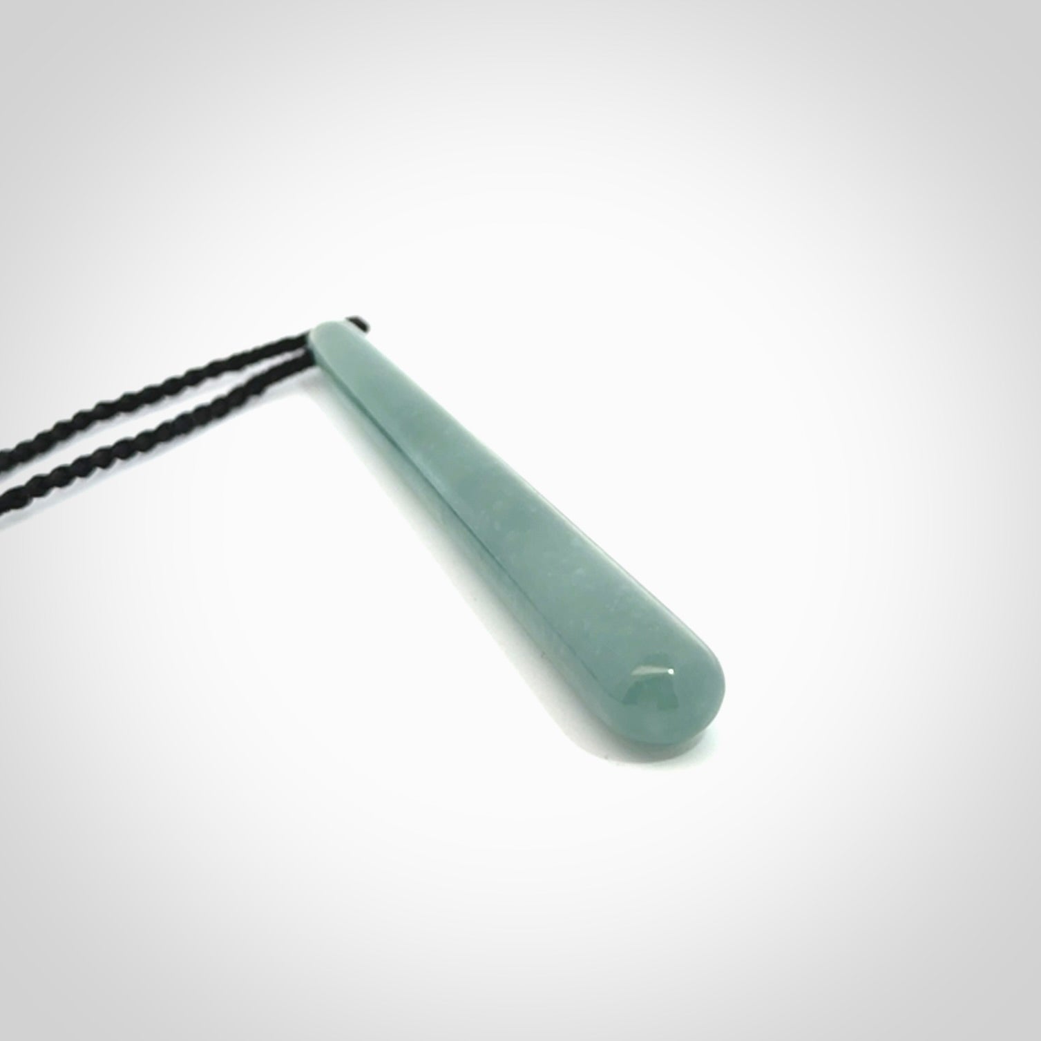 Hand carved large Guatemalan Jadeite drop pendant.