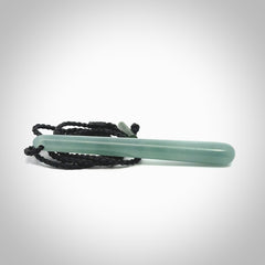 Hand carved large Guatemalan Jadeite drop pendant.