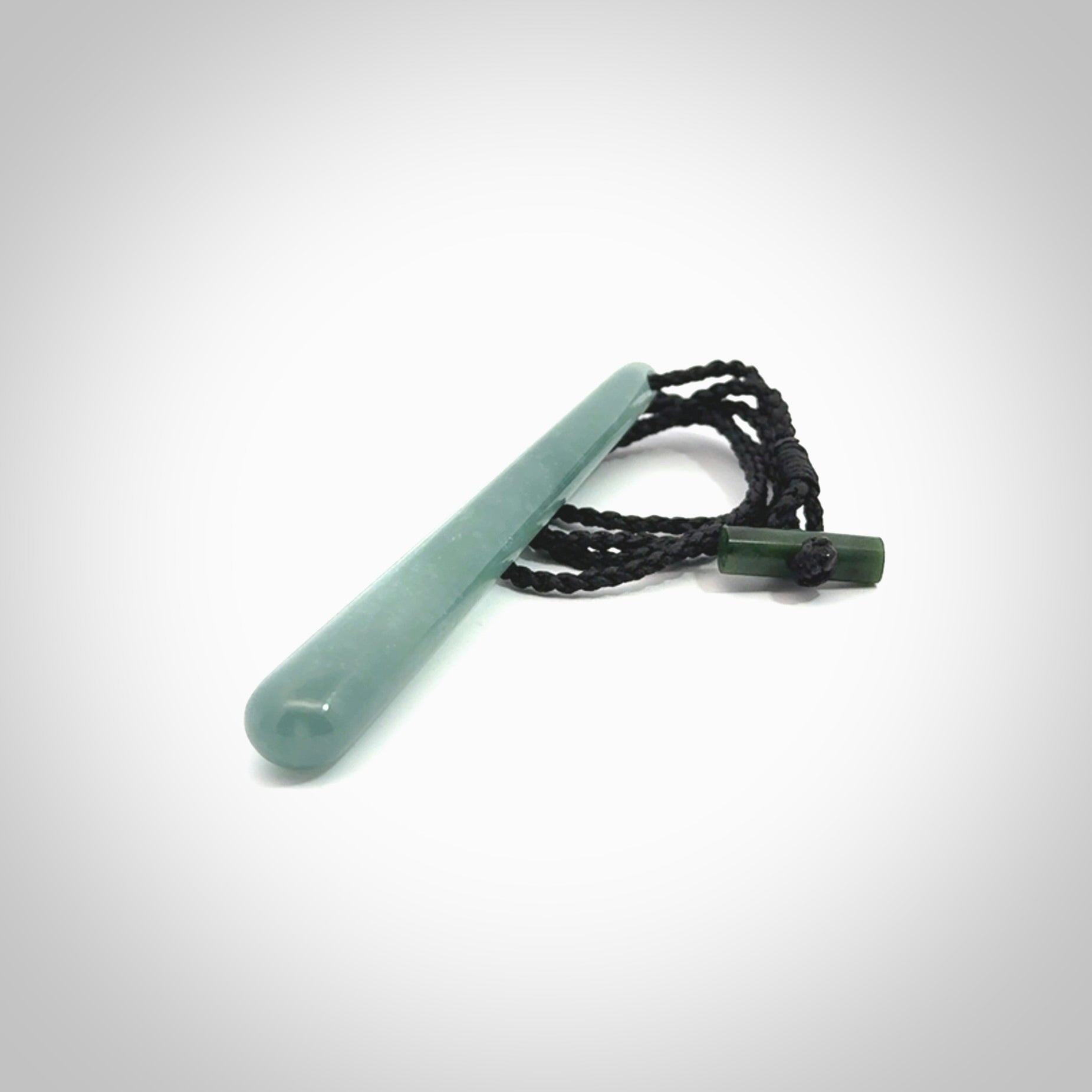 Hand carved large Guatemalan Jadeite drop pendant.