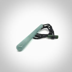 Hand carved large Guatemalan Jadeite drop pendant.