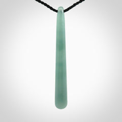 Hand carved large Guatemalan Jadeite drop pendant.