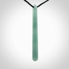 Hand carved large Guatemalan Jadeite drop pendant.