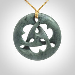 Hand carved New Zealand Nelson blue jade, complex twist drop pendant. Hand made complex twist pendant hand carved in New Zealand.