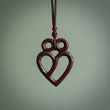 This is a handcarved love heart pendant made from a gorgeous and striking piece of red jasper stone. This is a superbly carved and very unique piece if custom jewellery. For sale online from NZ Pacific.