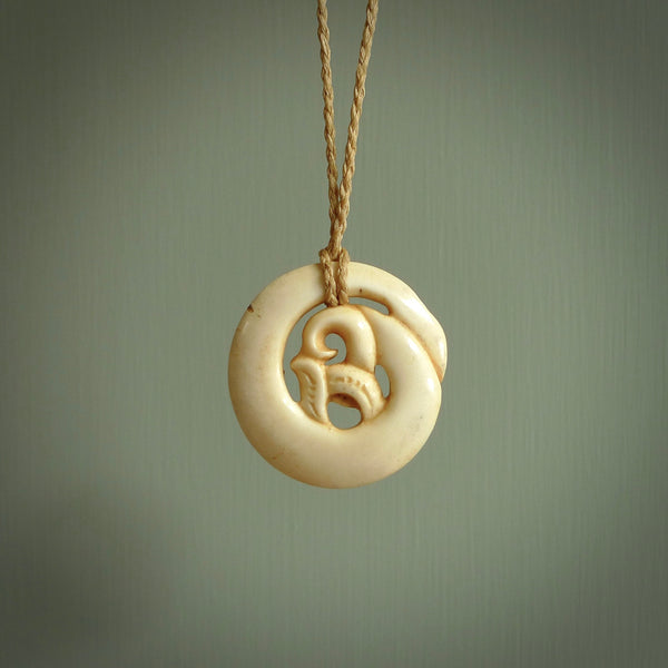 This is a wonderful manaia pendant carved from Deer Antler. Hand made by Anthony Bray-Heta. Order yours now on NZ Pacific at www.nzpacific.com