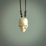 These are little handmade skull pendants carved from deer antler. A fantastic piece if you like skulls and would like a small piece. The cord is adjustable so you can wear this where it suits you best. We ship these free worldwide.
