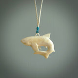 Hand carved shark pendant. Natural bone pendants from NZ Pacific.