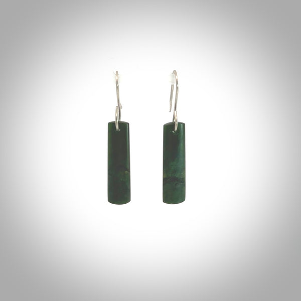 Hand carved New Zealand&nbsp;Jade drop earrings hand made by Ric Moor. Small sized drop earrings. Real New Zealand&nbsp;Jade&nbsp;art to wear. Free Shipping worldwide.