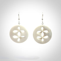 Hand carved bone earrings. Hand made by Amanda Thompson. One only bone earrings. Real bone art to wear. Free Shipping worldwide.