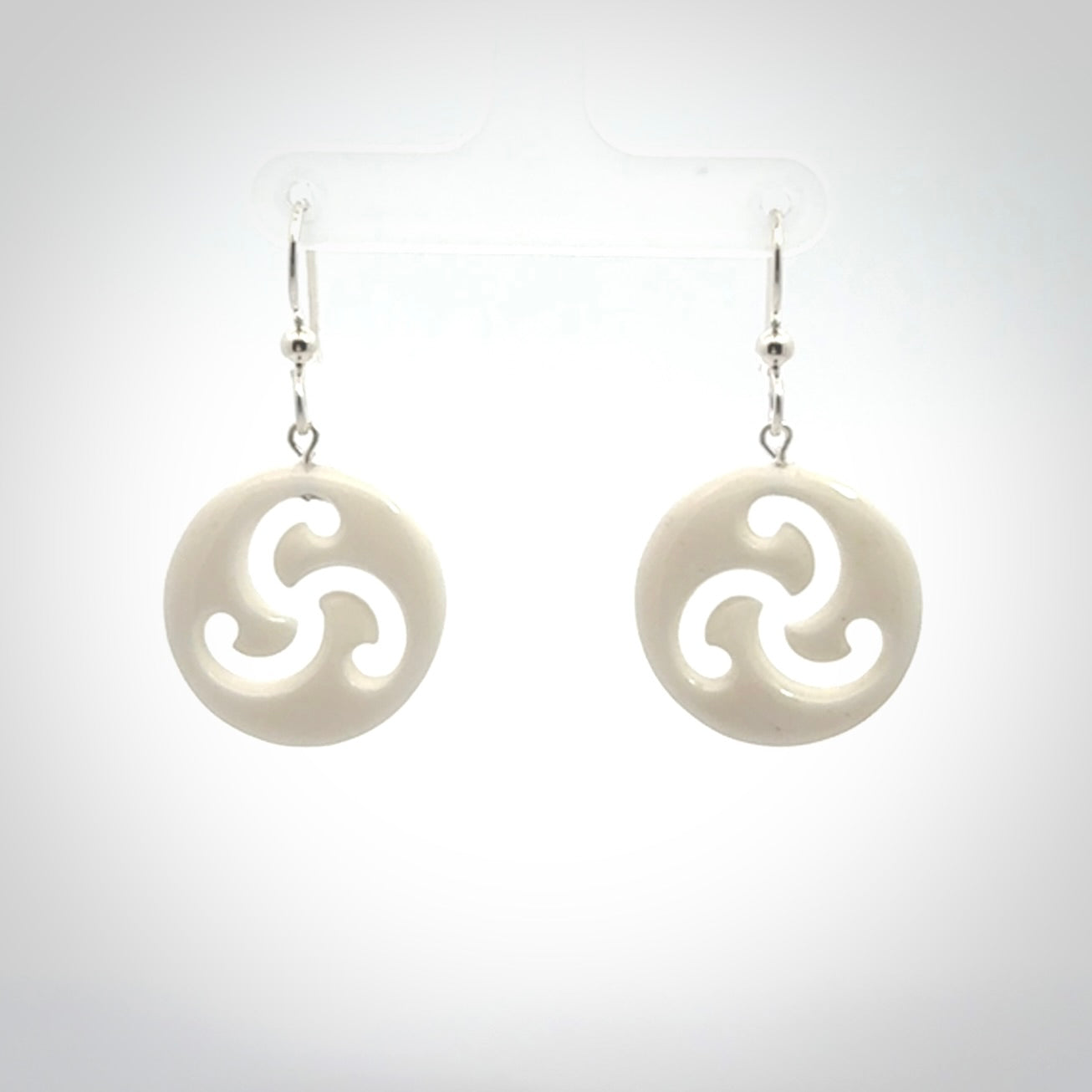 Hand carved bone earrings. Hand made by Amanda Thompson. One only bone earrings. Real bone art to wear. Free Shipping worldwide.