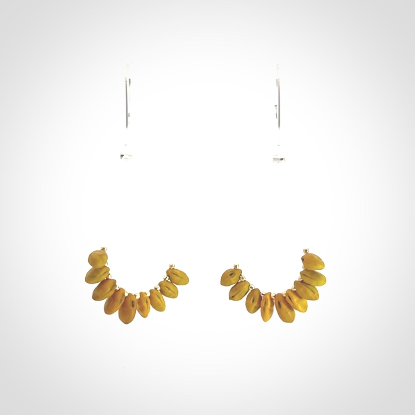 Hand carved New Zealand Kōwhai seed earrings.