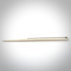 Hand carved bone hair pin with double sided koru design.