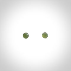 Hand carved small New Zealand Jade and Sterling Silver stud earrings.