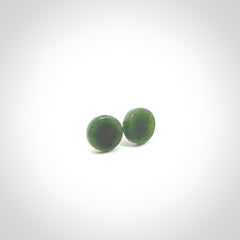 Hand carved New Zealand Jade and Sterling Silver stud earrings.