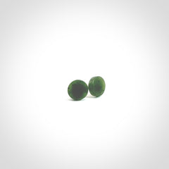 Hand carved New Zealand Jade and Sterling Silver stud earrings.
