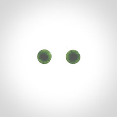 Hand carved New Zealand Jade and Sterling Silver stud earrings.