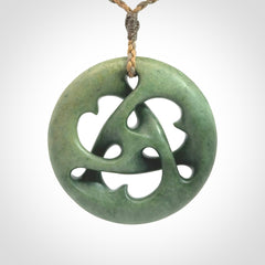 Hand carved New Zealand jade, complex twist drop pendant. Hand made complex twist pendant hand carved in New Zealand.
