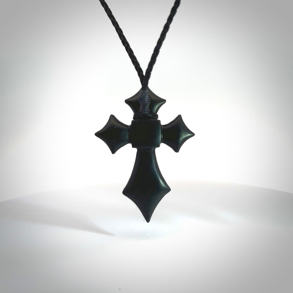 Black jade cross. Religious jewellery for sale online.